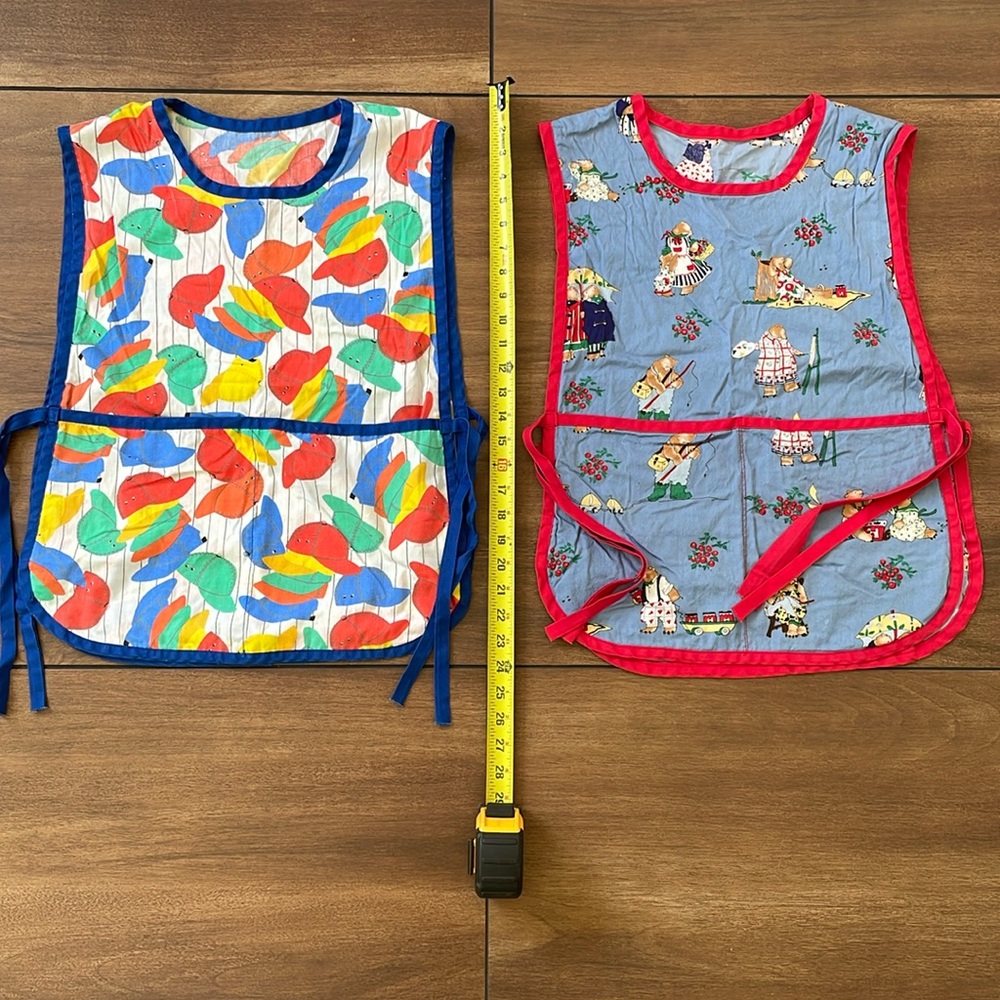 Set of two vintage art smock aprons